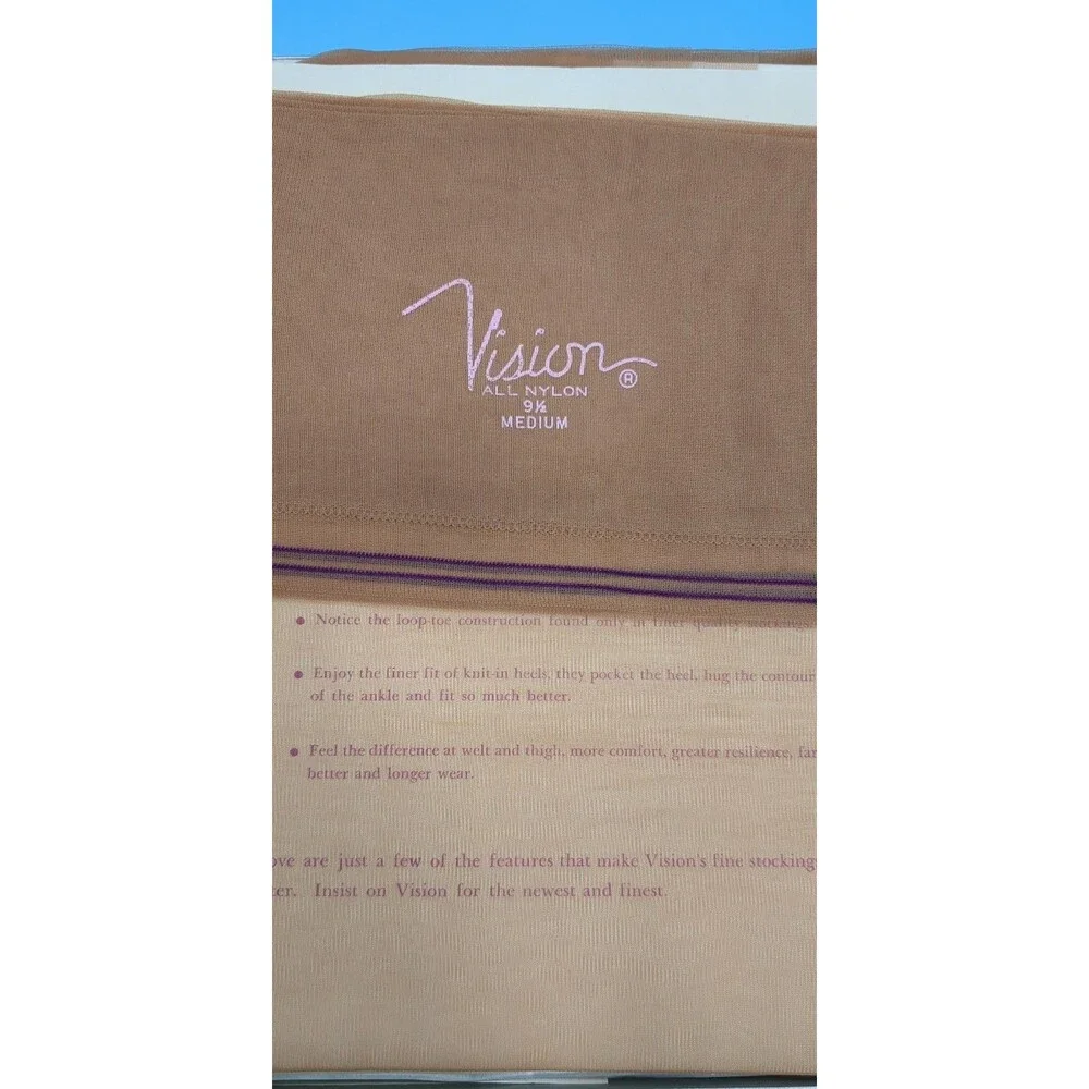 Vintage Vision Showboat Seamless DemiToe TAN Sheer Stockings  3 Pack